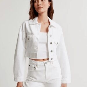 Abercrombie & Fitch White Jean Jacket Cropped